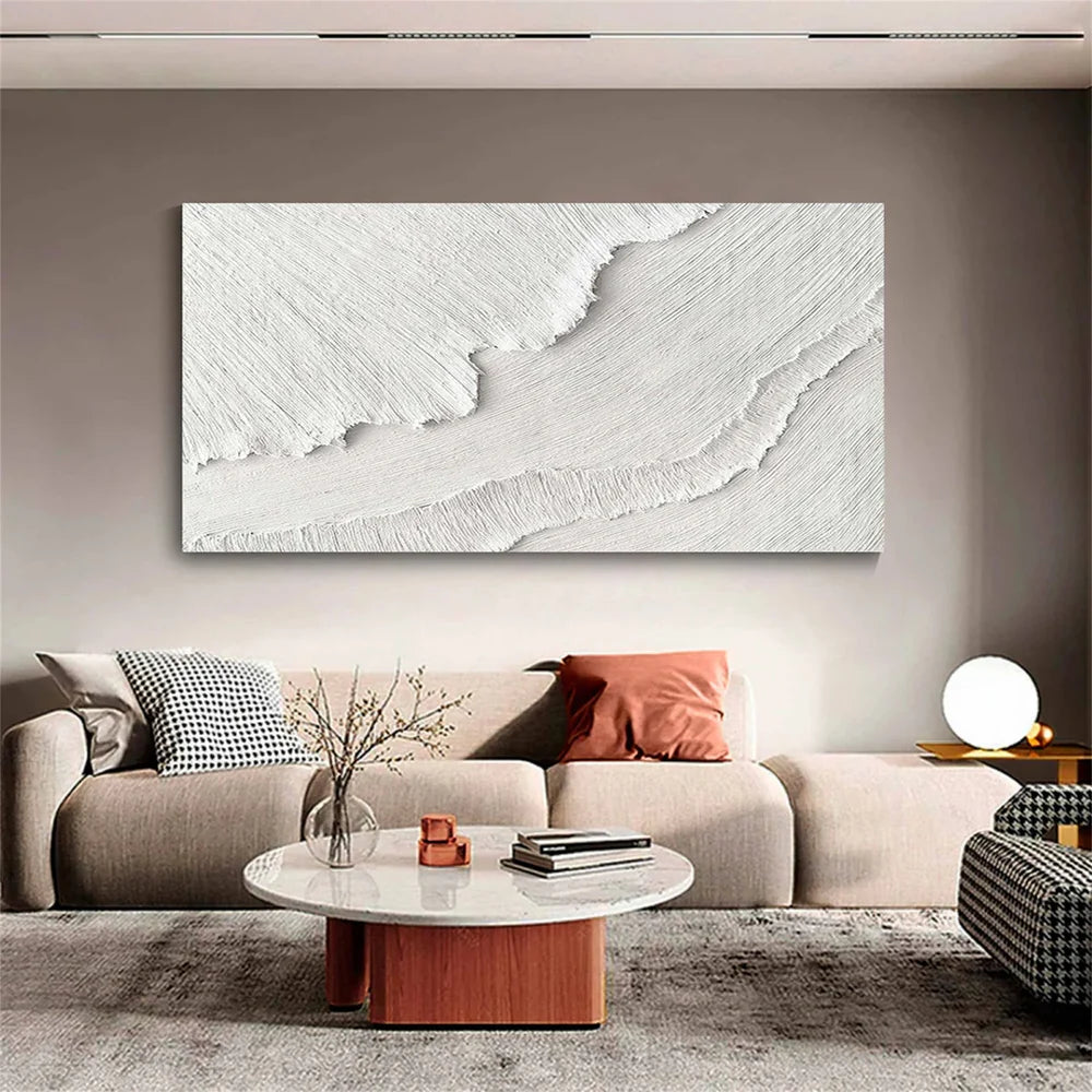 White Minimalist Textured Wall Art #MT120