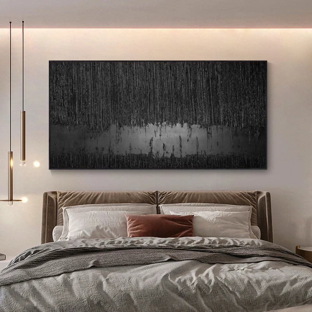 Black Minimalist Textured Wall Art #MT051