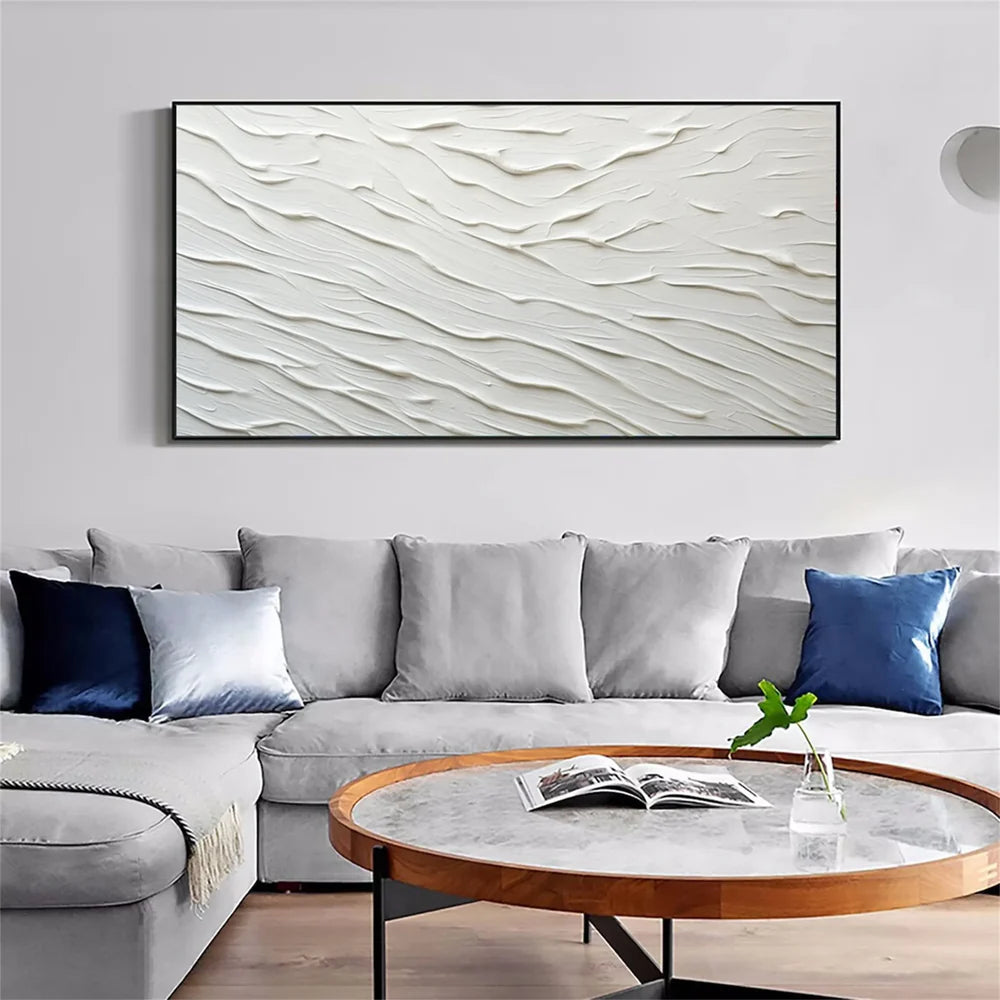 White Minimalist Textured Wall Art #MT094
