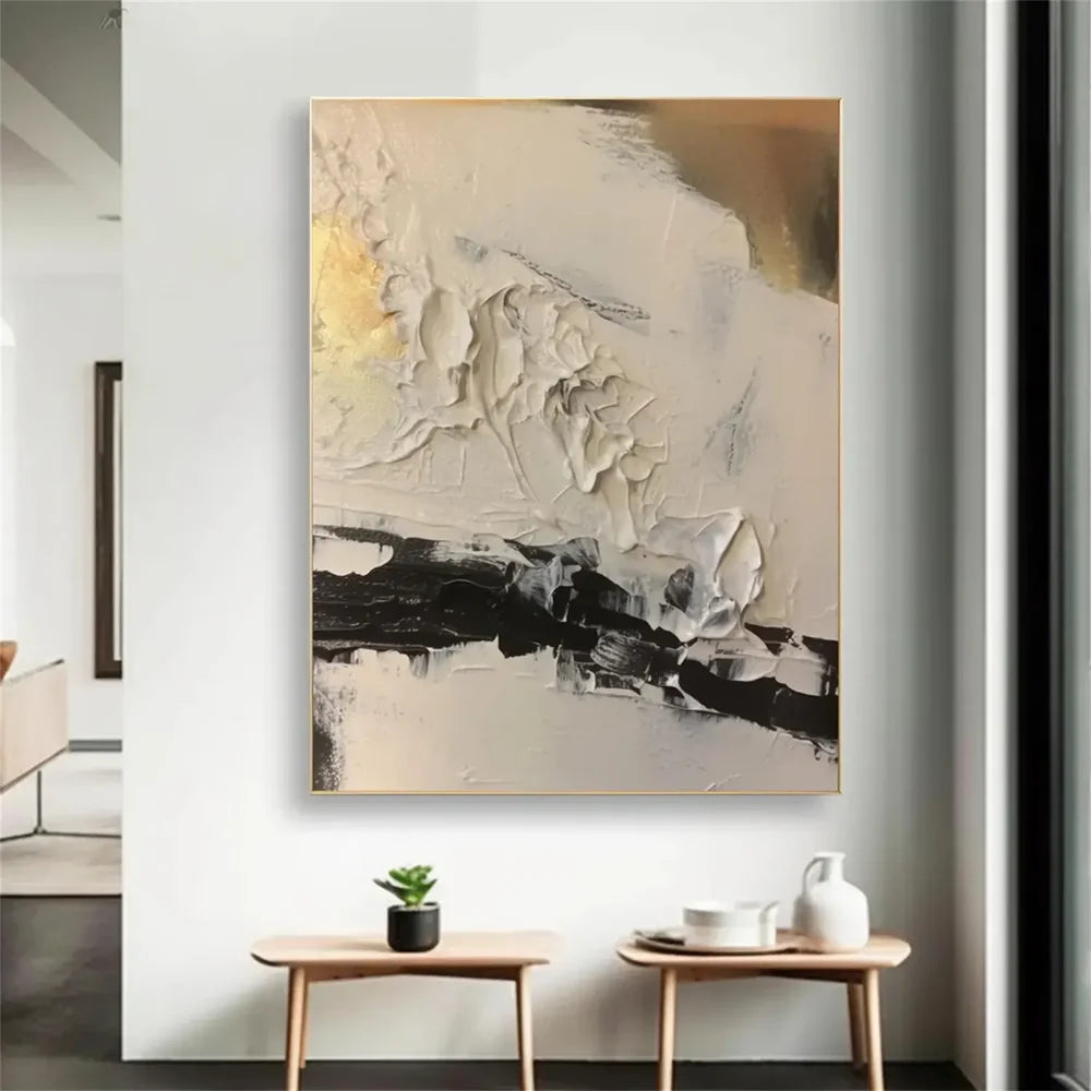 Black and White Minimalist Textured Wall Art #MT110