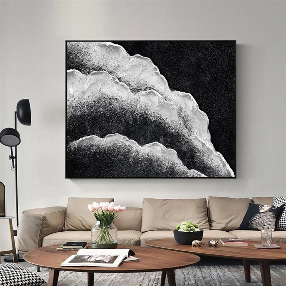 Black and White Minimalist Textured Wall Art #MT071