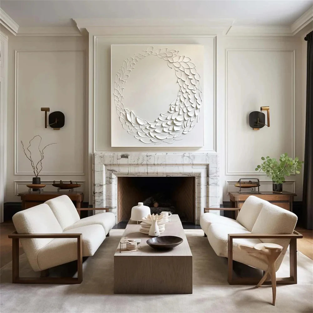 White Minimalist Textured Wall Art #MT125