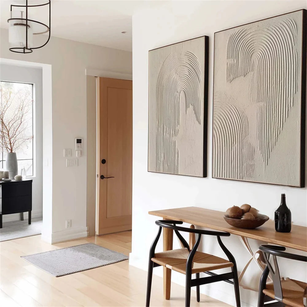 Beige and Brown Abstract Textured Wall Art Set Of 2 #AT038