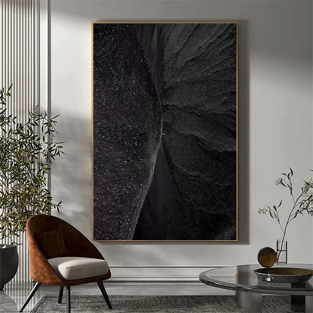 Black Minimalist Textured Wall Art #MT010