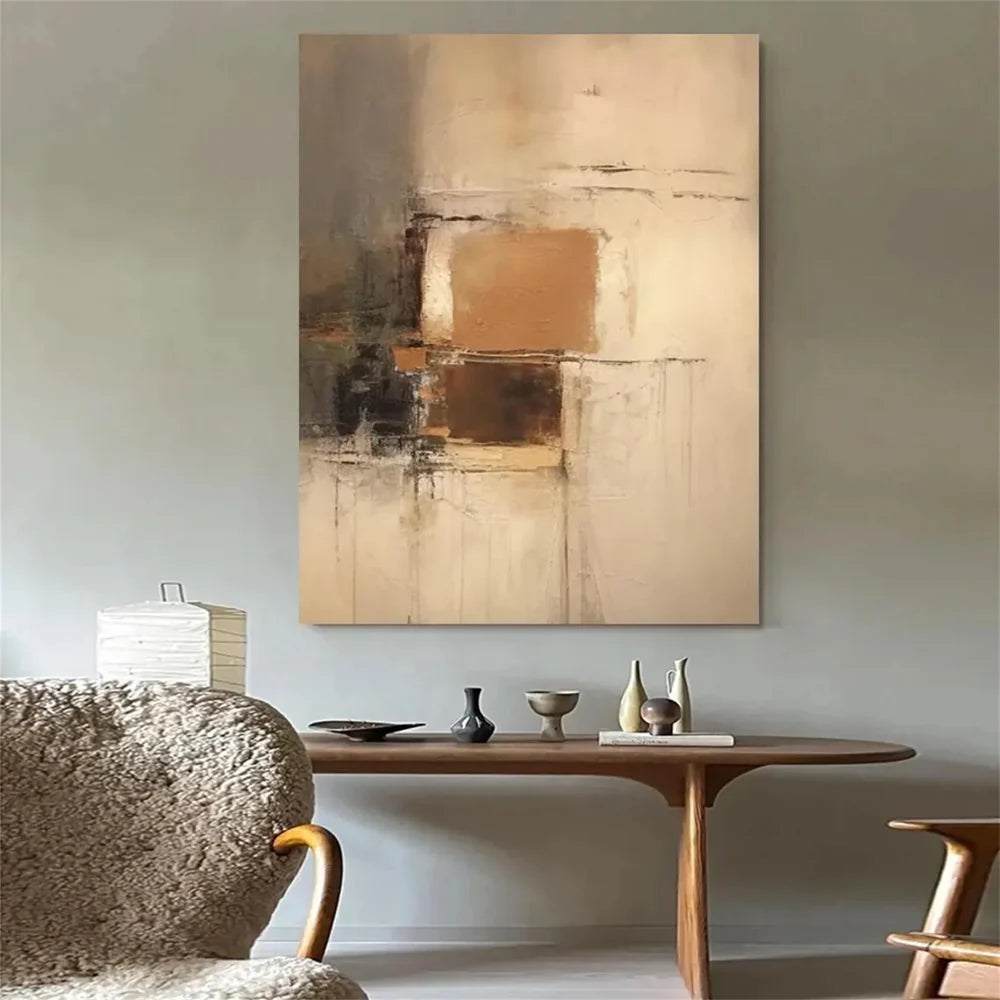 Beige and Brown Abstract Wall Art #AT104