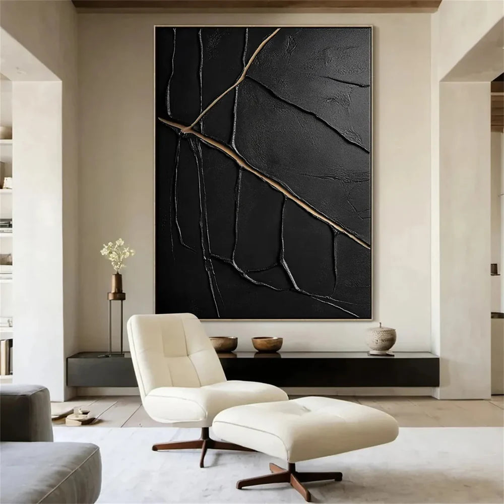 Black Minimalist Textured Wall Art #MT078