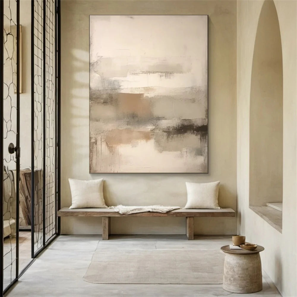 Beige and Brown Abstract Wall Art #AT109