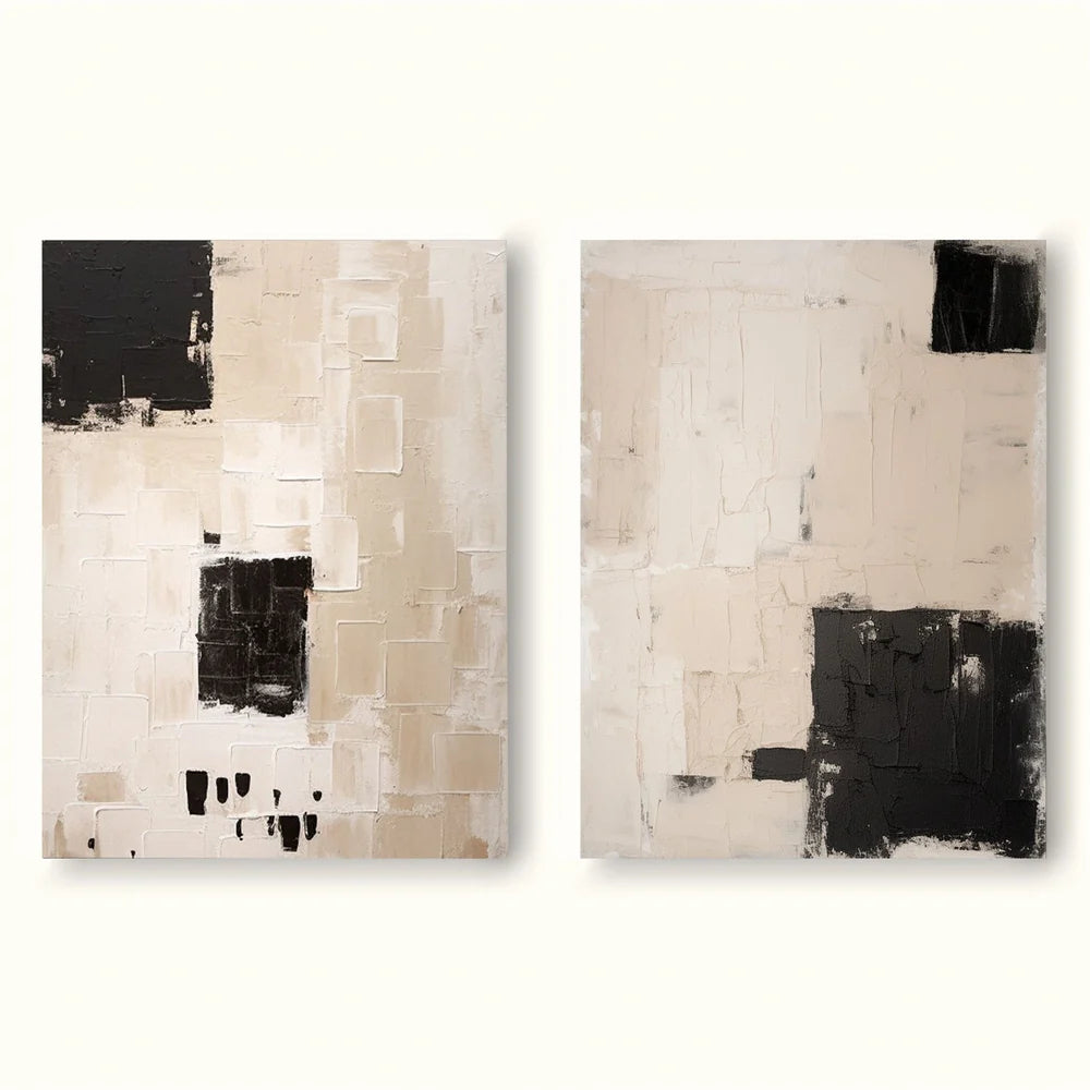 Beige and Brown Abstract Textured Wall Art Set Of 2 #AT103