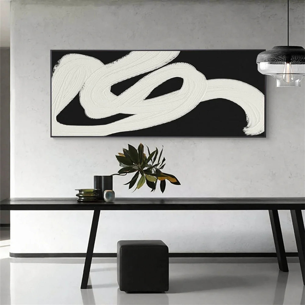 Black and White Minimalist Textured Wall Art #MT045