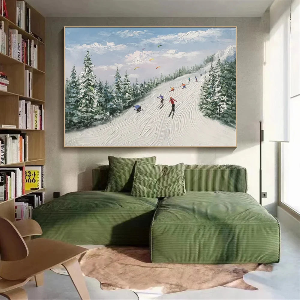 Skiing Sport Art Textured Canvas #PT003
