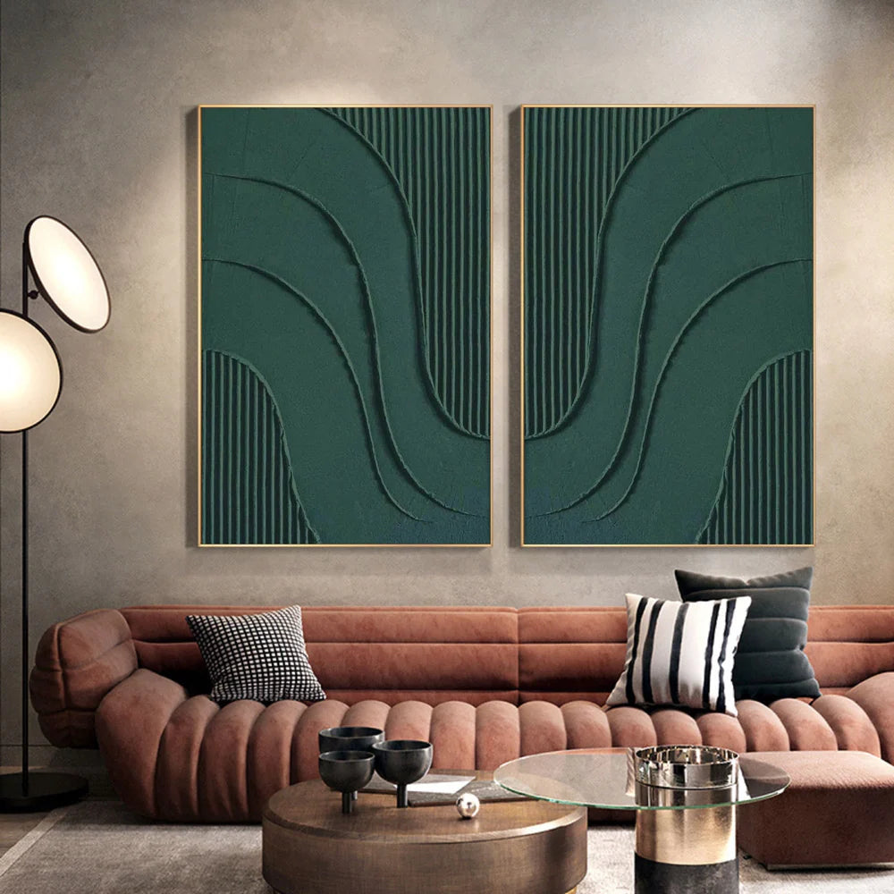 Green Minimalist Textured Wall Art Set of 2 #MT039