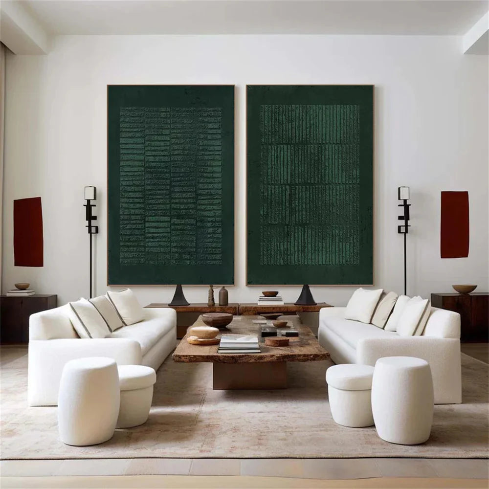 Green Minimalist Textured Wall Art Set of 2 #MT040