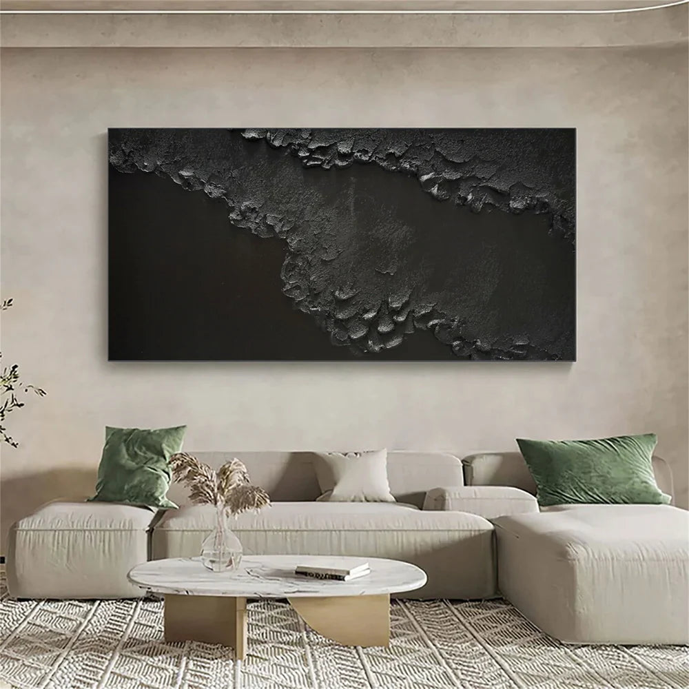 Black Minimalist Textured Wall Art #MT081