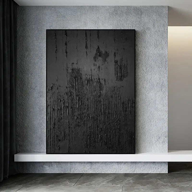 Black Minimalist Textured Wall Art #MT052