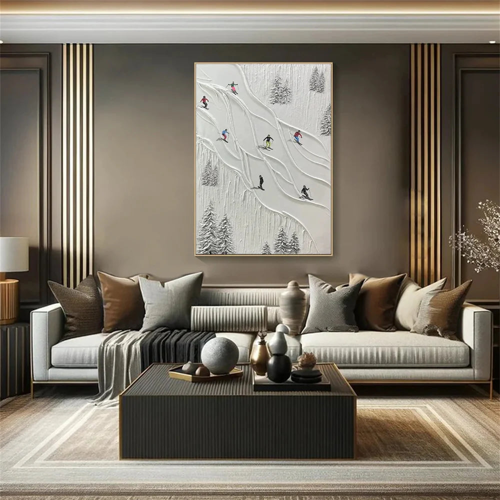 Skiing Sport Art Textured Canvas #PT005