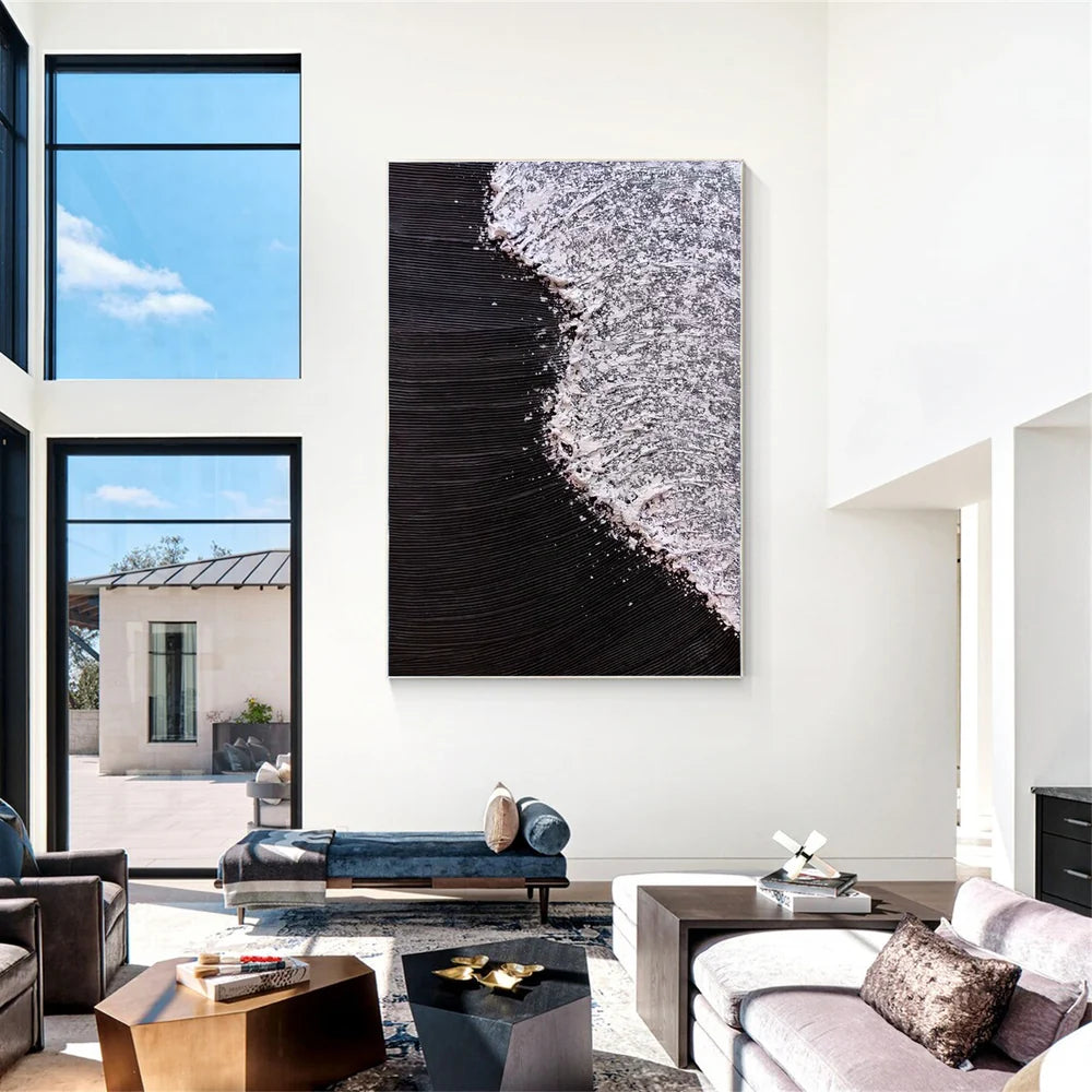 Black and White Minimalist Textured Wall Art #MT112