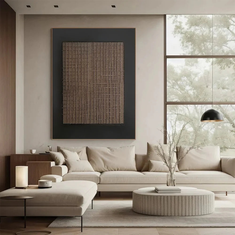 Black and Brown Abstract Texture Wall Art #AT011