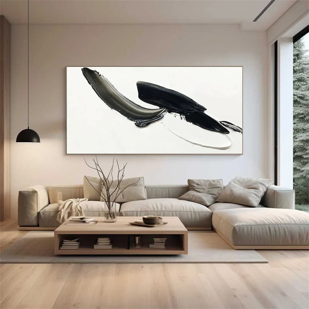 Black and White Minimalist Textured Wall Art #MT114