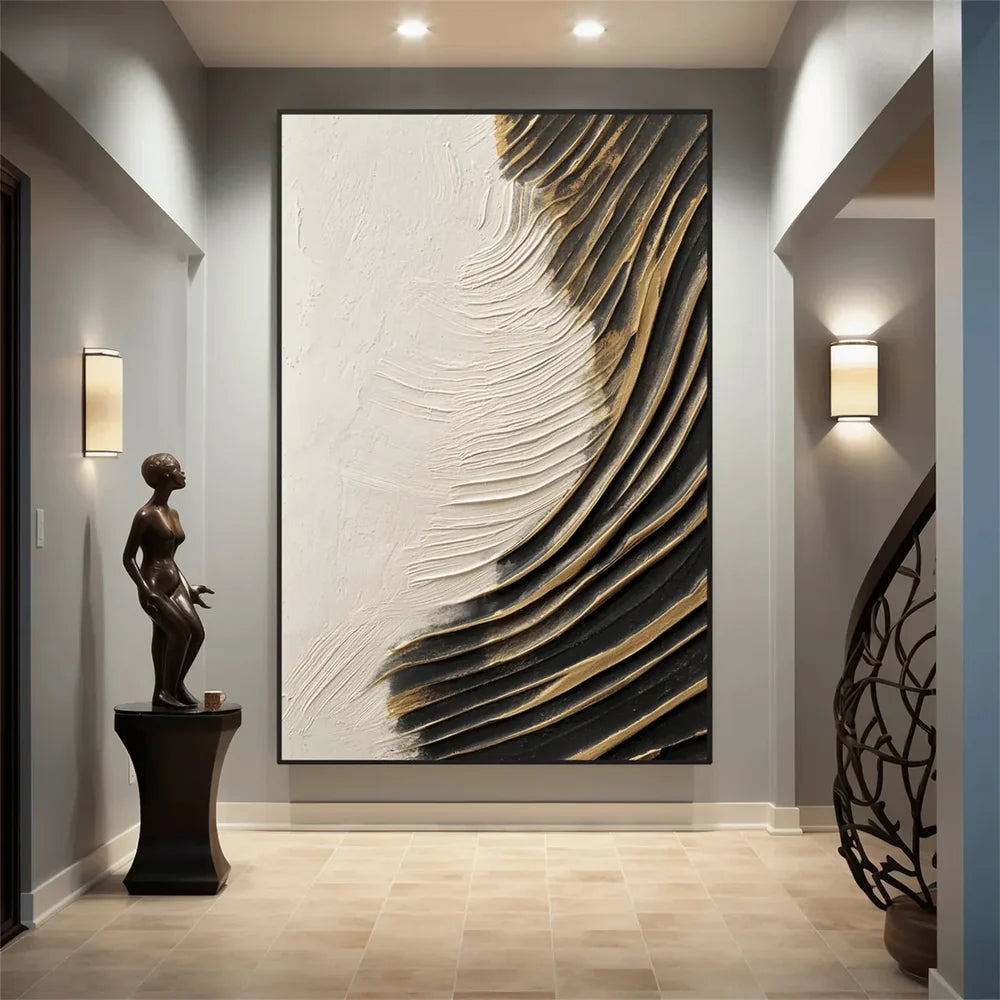 Black and White Minimalist Textured Wall Art #MT111
