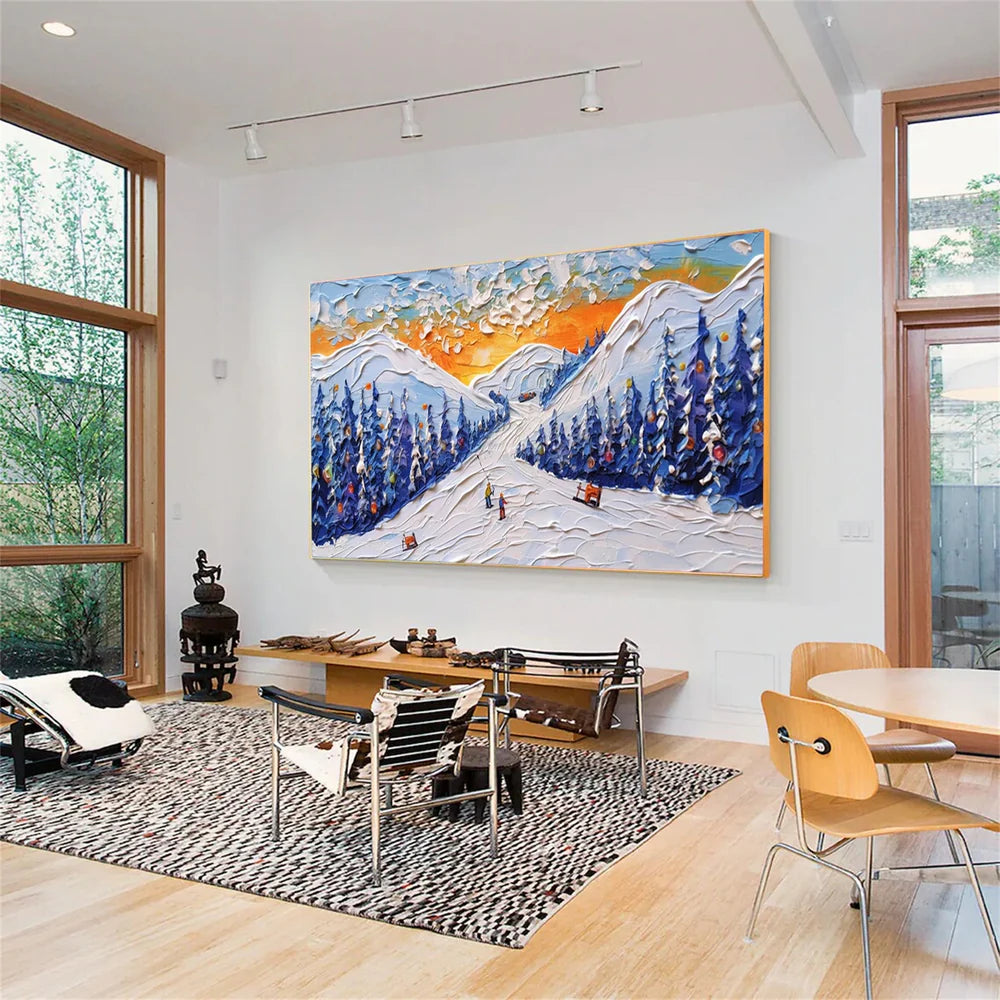 Skiing Sport Art Textured Canvas #PT037