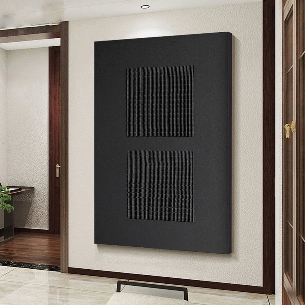 Black Minimalist Textured Wall Art #MT053