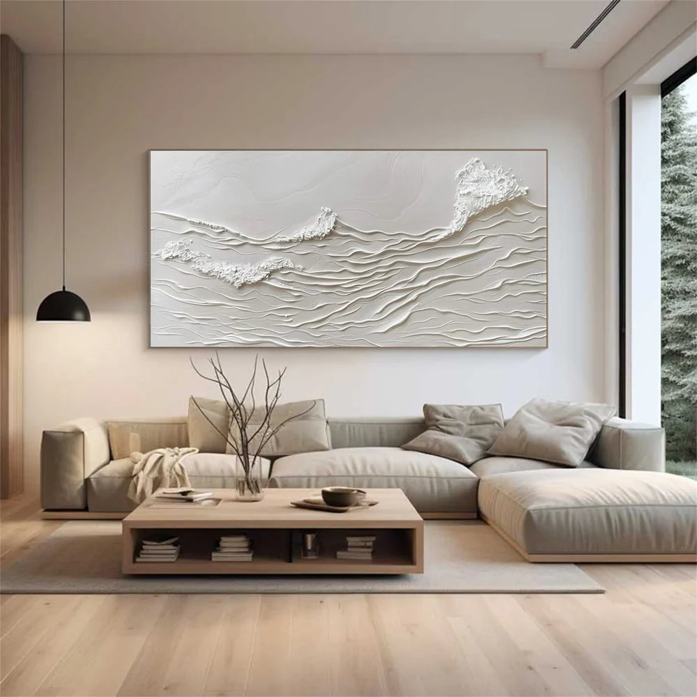 White Minimalist Textured Wall Art #MT119