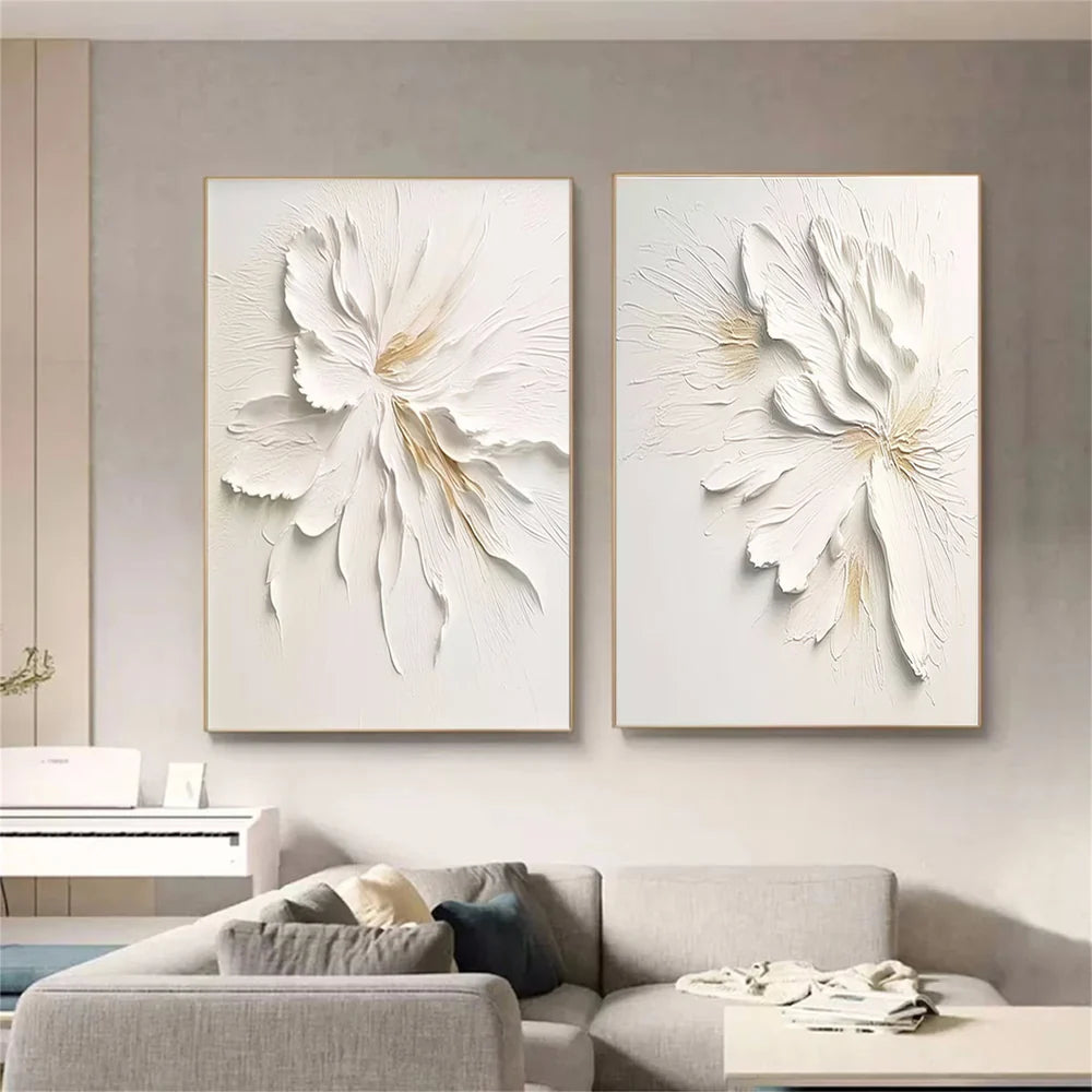 Flower & Tree Textured Abstract Wall Art Set of 2 #SF013