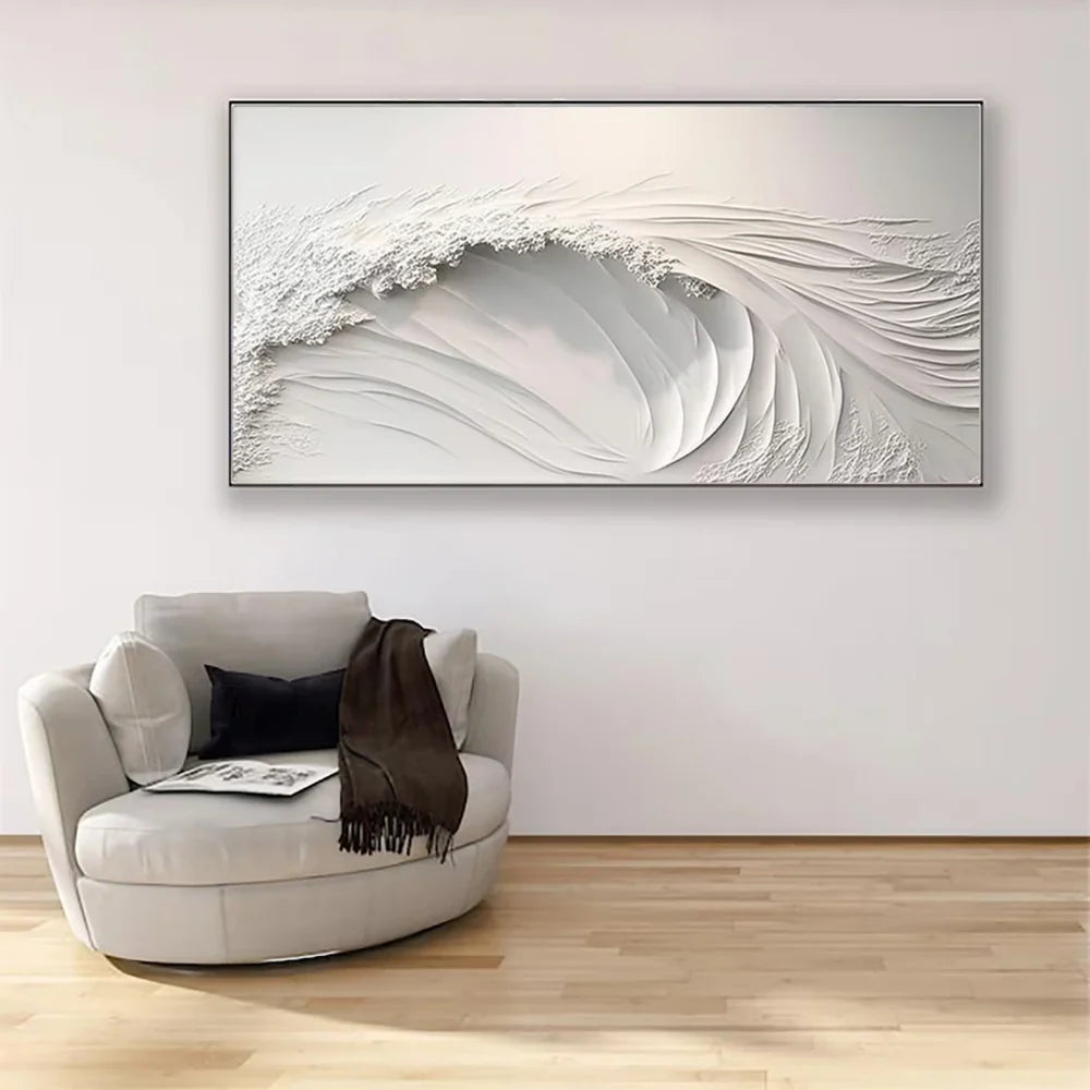 White Minimalist Textured Wall Art #MT008