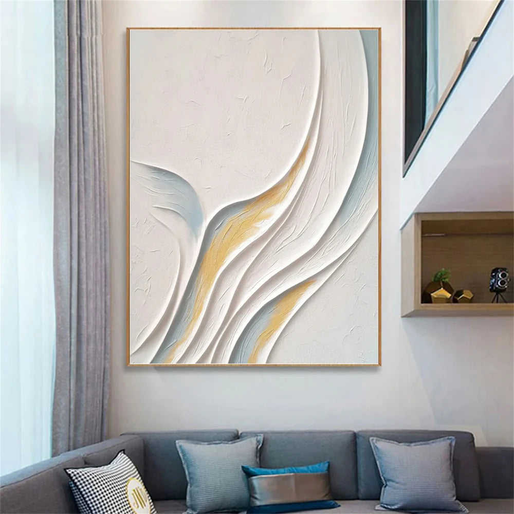 White Minimalist Textured Wall Art #MT004