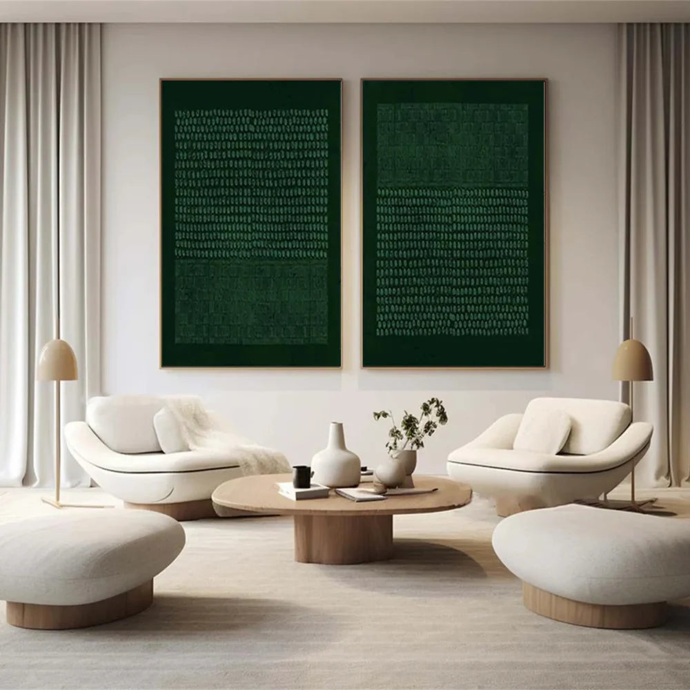 Green Minimalist Textured Wall Art Set of 2 #MT022