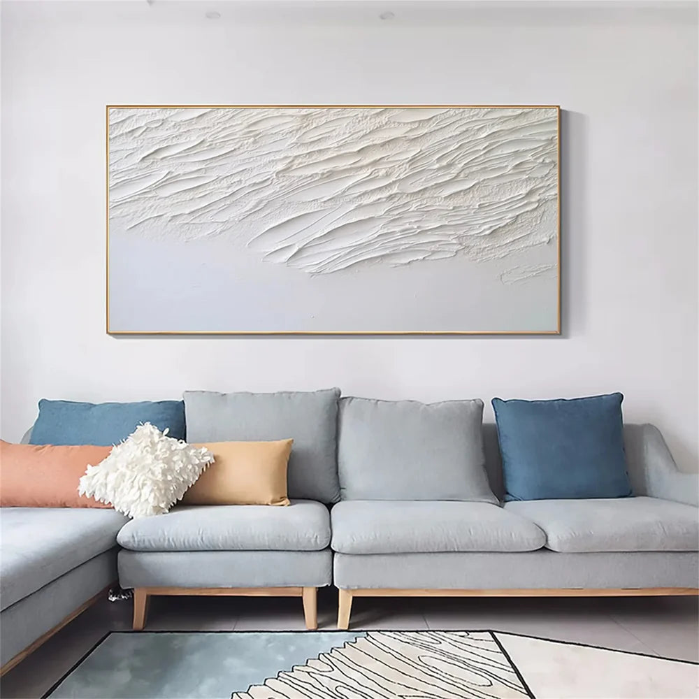 White Minimalist Textured Wall Art #MT118