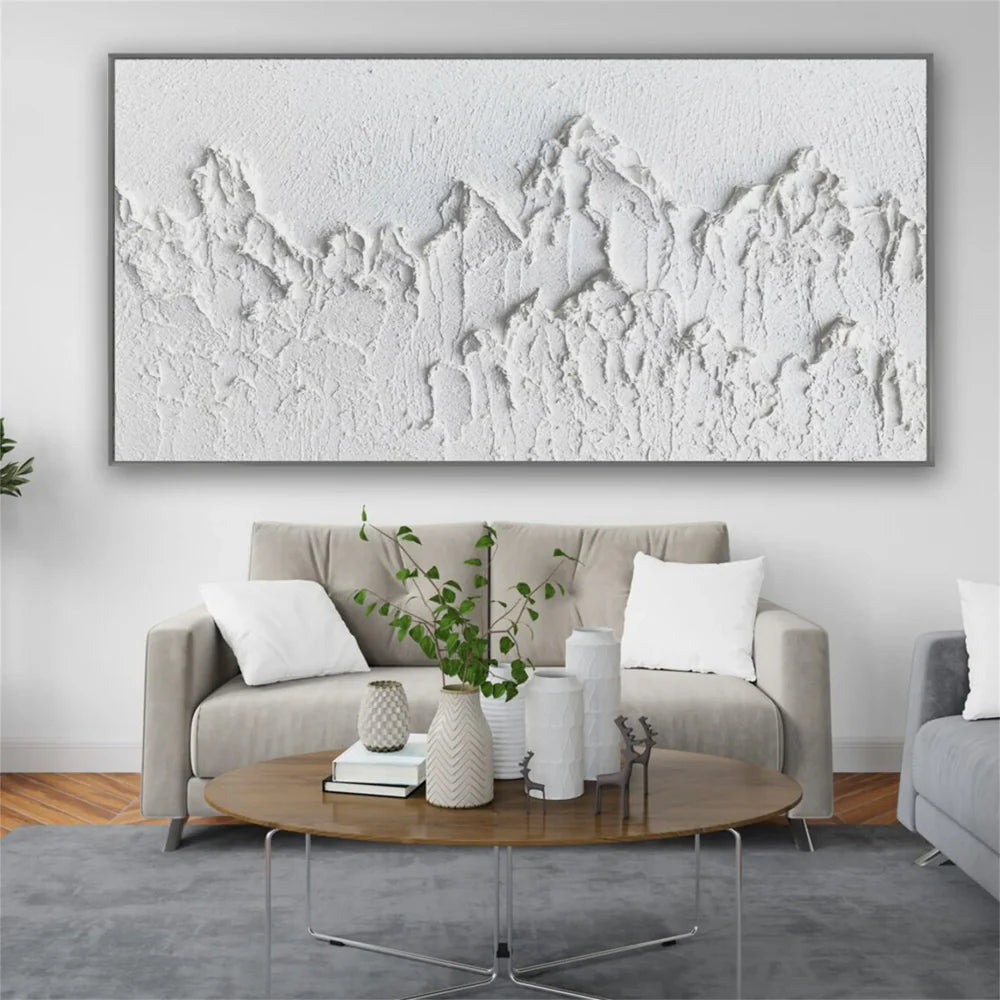 White Minimalist Textured Wall Art #MT074
