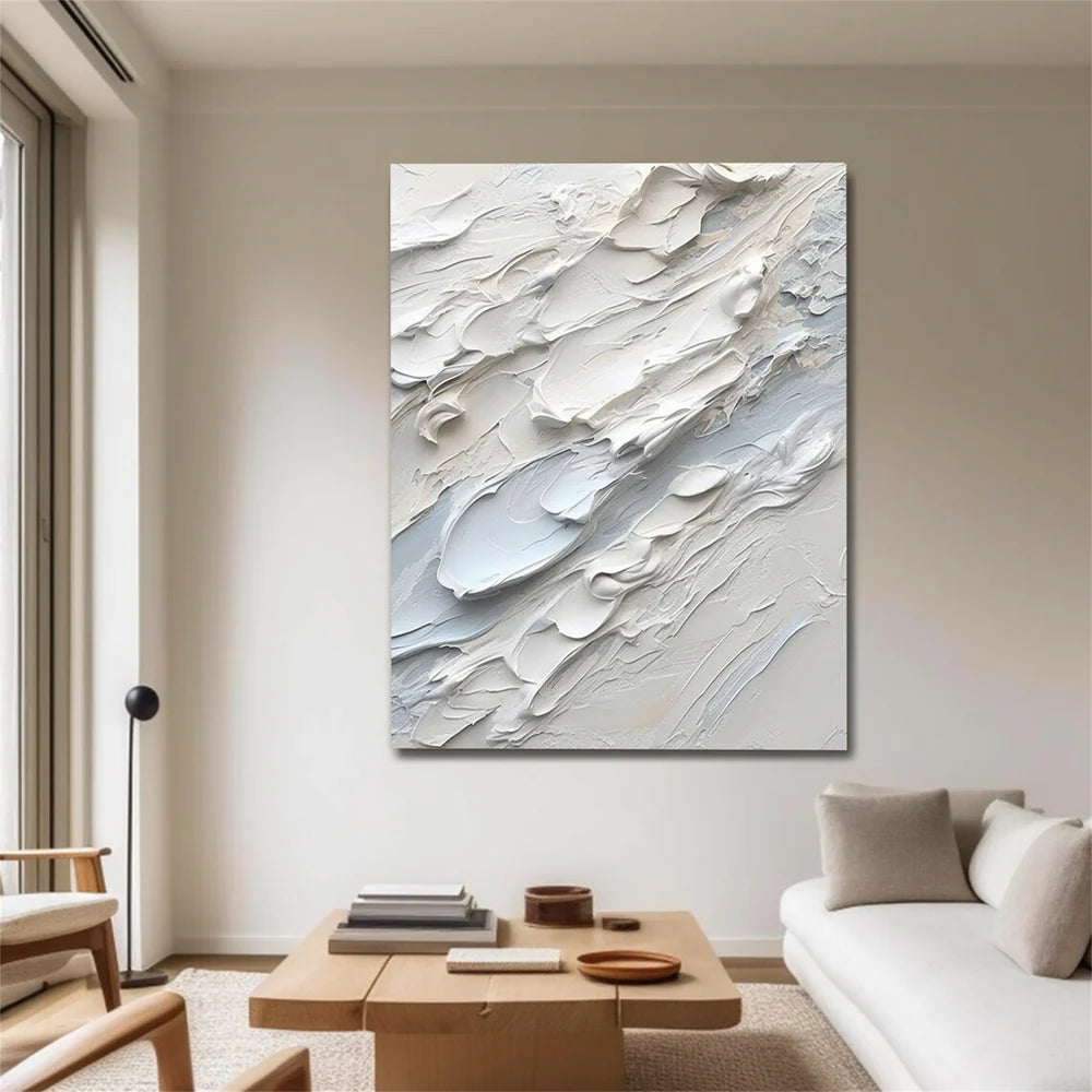White Minimalist Textured Wall Art #MT058