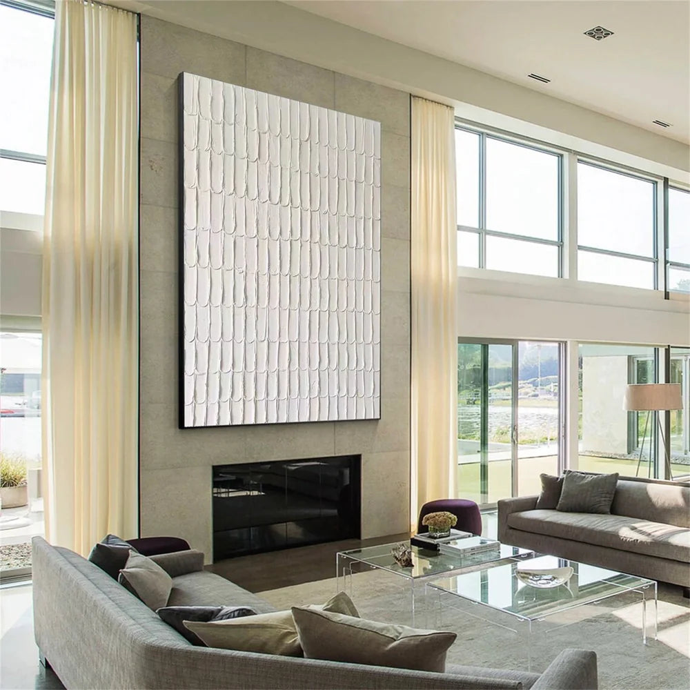 White Minimalist Textured Wall Art #MT007