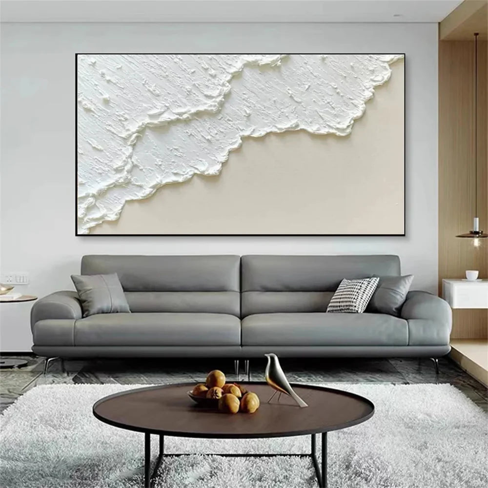 White Minimalist Textured Wall Art #MT059