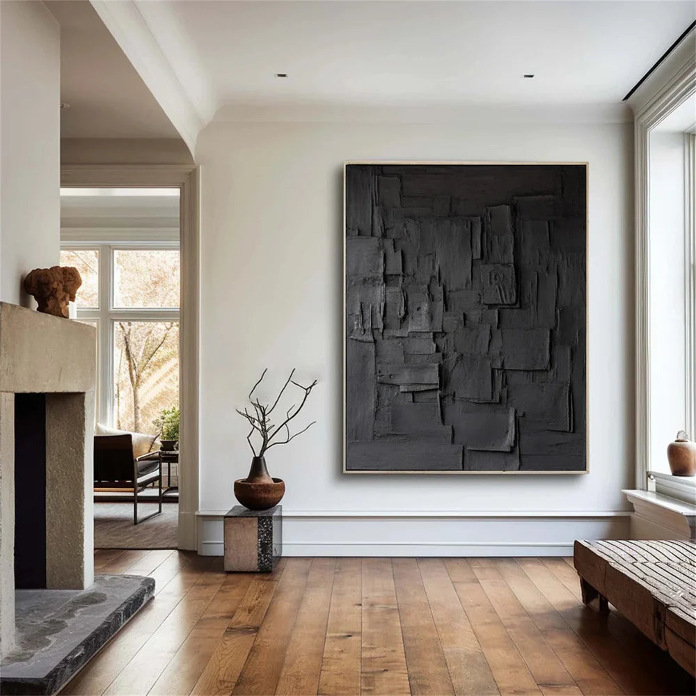 Black Minimalist Textured Wall Art #MT003