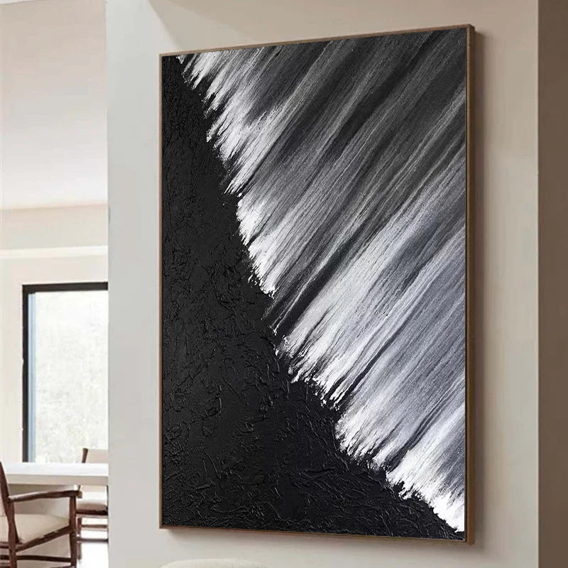 Black and White Minimalist Textured Wall Art #MT034
