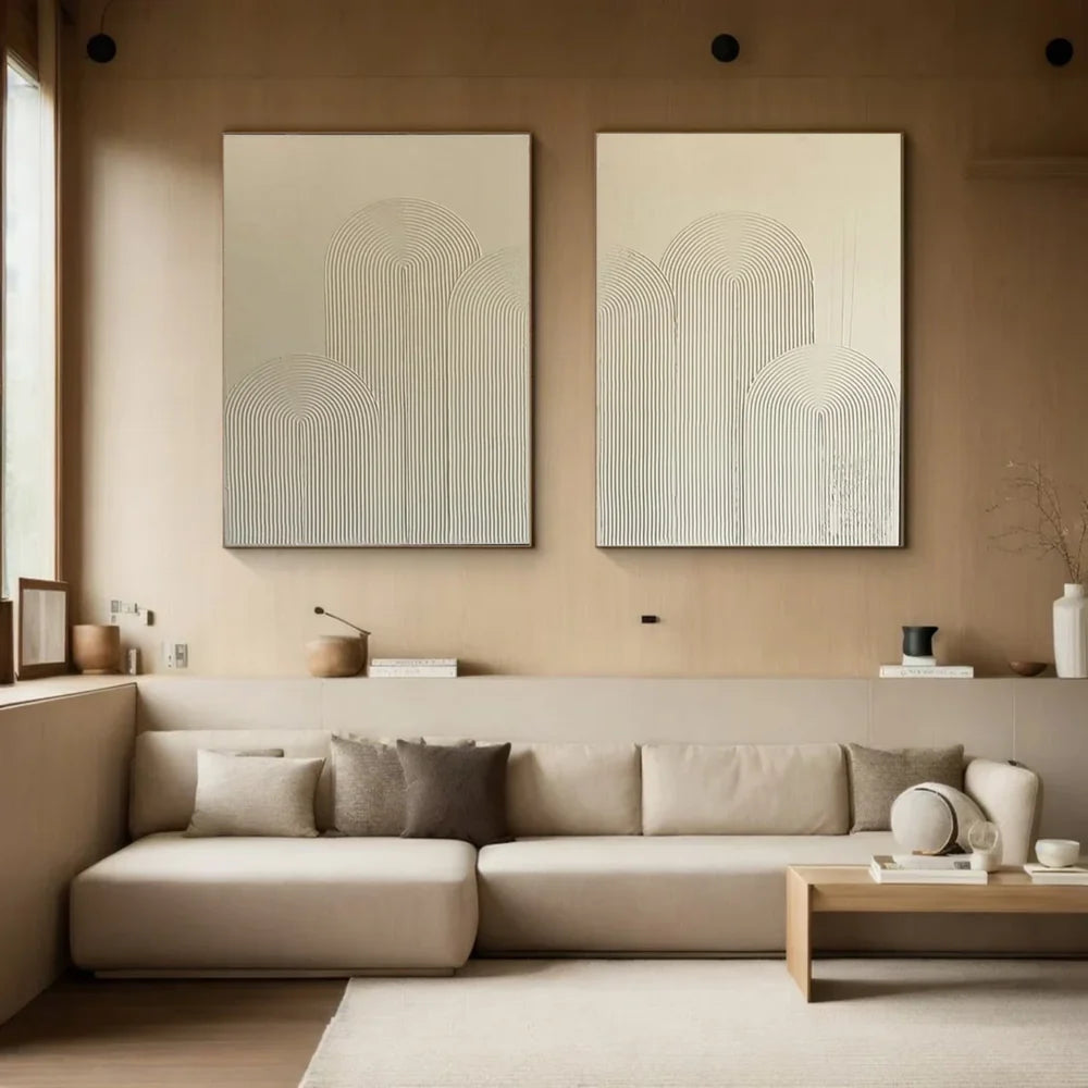 Beige and Brown Abstract Textured Wall Art Set Of 2 #AT082