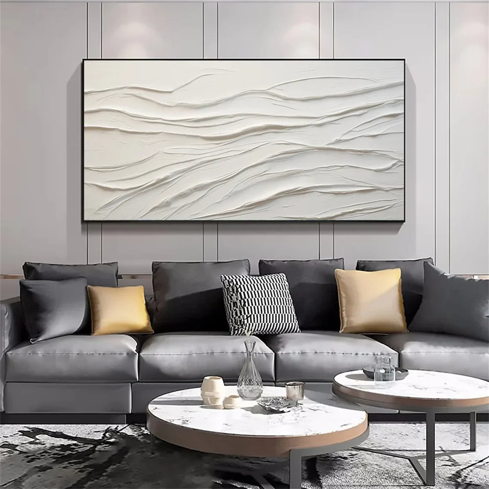 White Minimalist Textured Wall Art #MT093