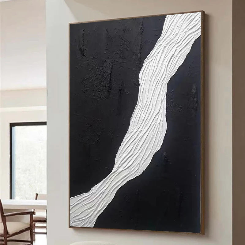 Black and White Minimalist Textured Wall Art #MT033