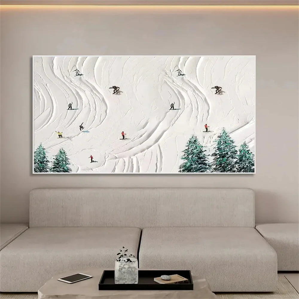 Skiing Sport Art Textured Canvas #PT018