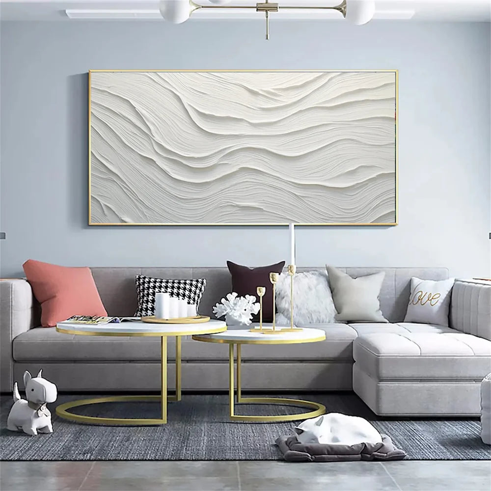 White Minimalist Textured Wall Art #MT073