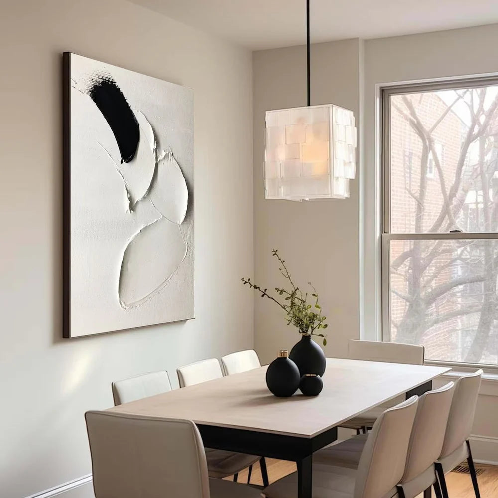 Black and White Minimalist Textured Wall Art #MT002