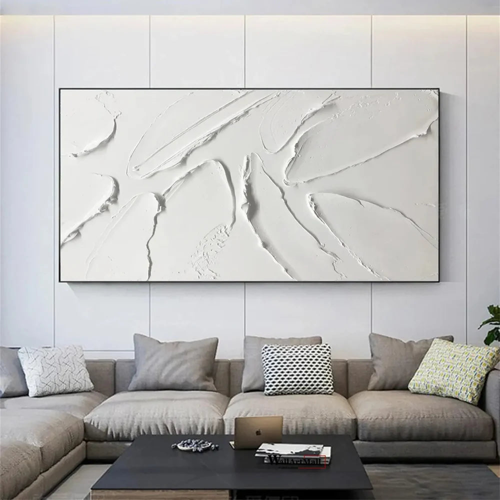 White Minimalist Textured Wall Art #MT127