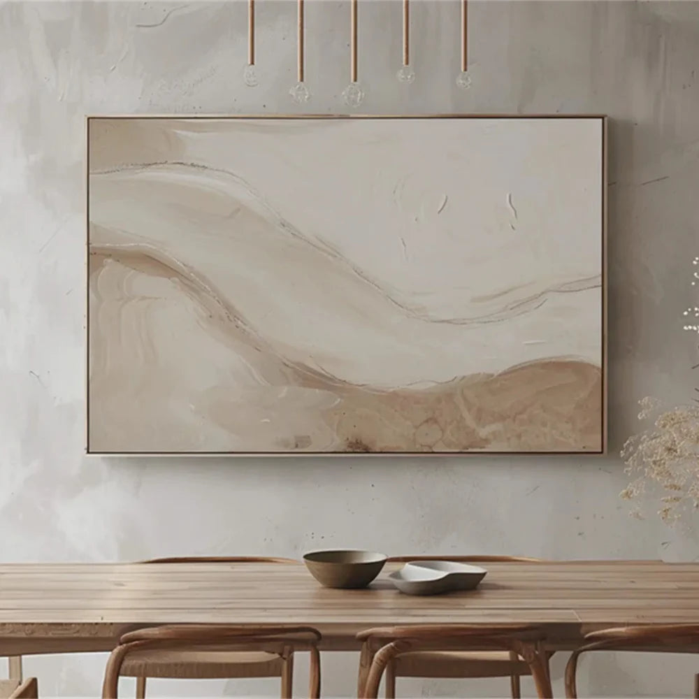 Beige and Brown Abstract Wall Art #AT004