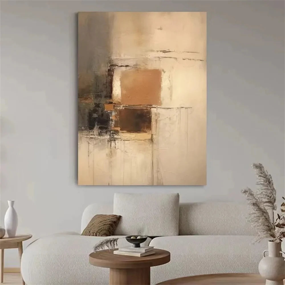 Beige and Brown Abstract Wall Art #AT104