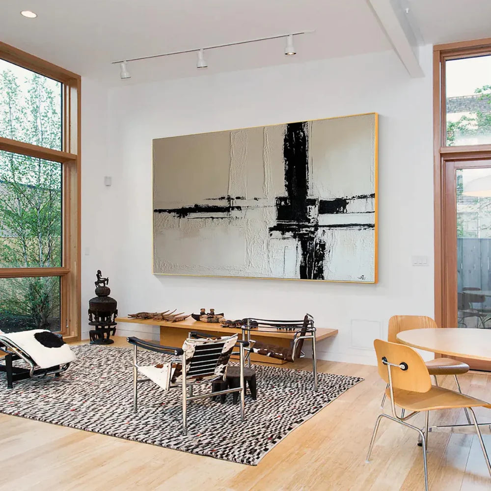 Black and White Minimalist Textured Wall Art #MT019