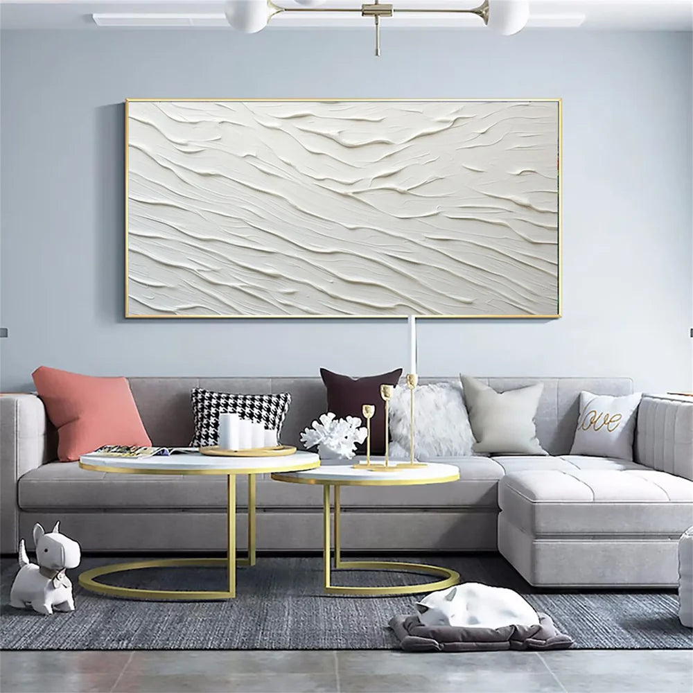 White Minimalist Textured Wall Art #MT094