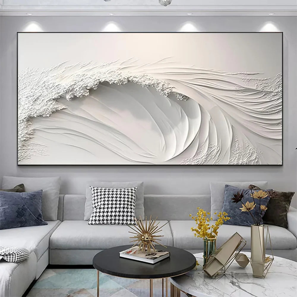 White Minimalist Textured Wall Art #MT008