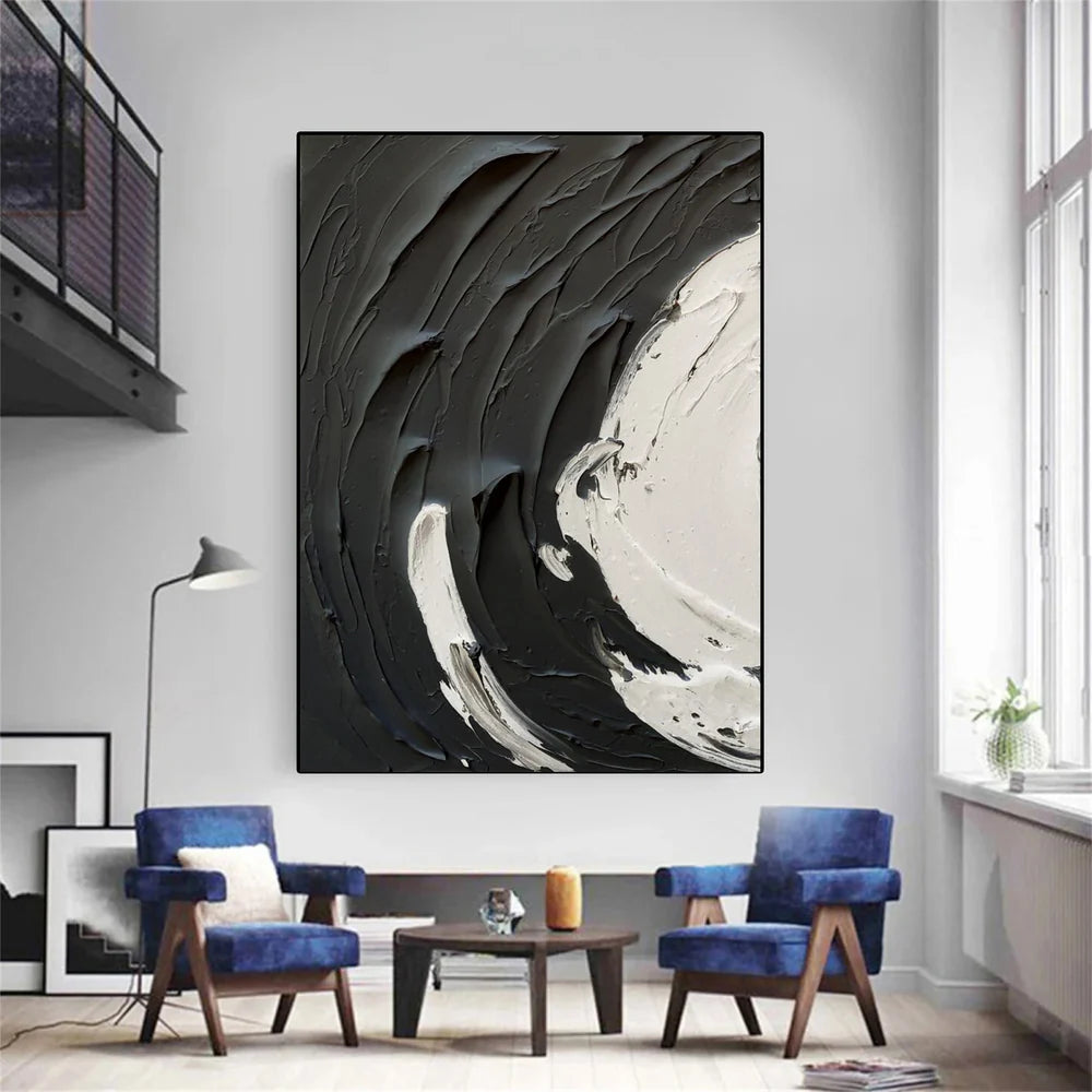 Black and White Minimalist Textured Wall Art #MT044
